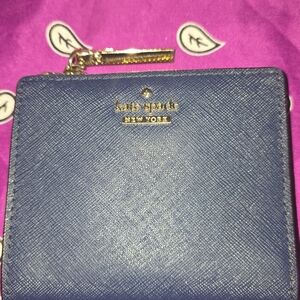 Kate Spade Navy Blue Wallet with Gold Accents